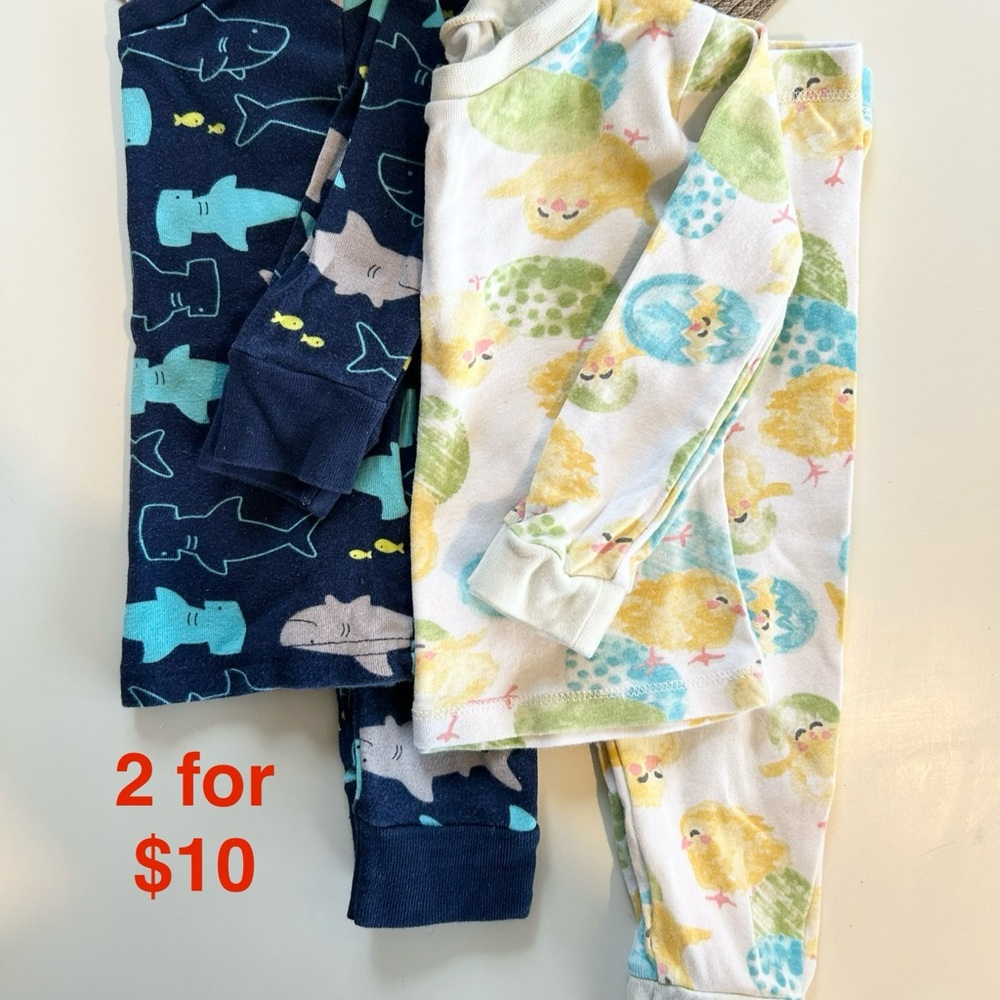 Kids Pajamas Set - Shark and Chick Patterns
